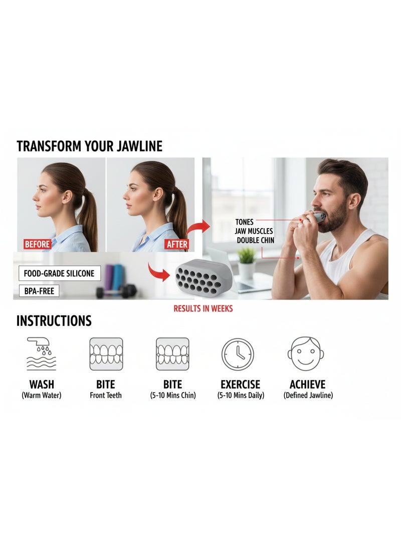 My souq :Jawline Resistance & Muscle Exerciser - Physical Therapy Tool for Jaw Strengthening & Contouring - Grey. - Image 3